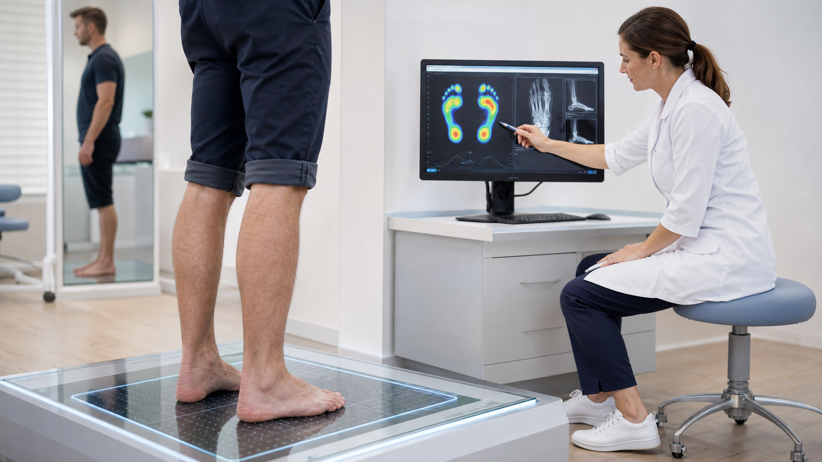 Bilan podologique sur tapis a capteurs - analyse dynamique de la marche